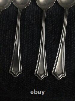 Sterling Silver Set Of 6 Spoons Portland By Whiting Mono W 122.6 Grams