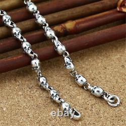 Sterling Silver Skull Chain, 925 Silver Skull Chain Necklace, Skull Head Chain