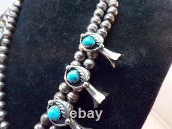 Sterling Silver & Turquoise Squash Blossom SIGNED EJ # S 2025