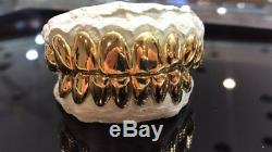 Sterling Silver With 18k Yellow Gold Plated Perm Cut Custom Fit Real Grill Grillz