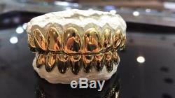Sterling Silver With 18k Yellow Gold Plated Perm Cut Custom Fit Real Grill Grillz