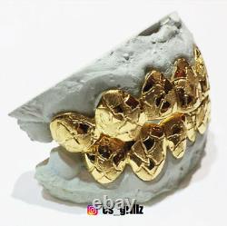 Sterling Silver Yellow Gold Plated Nugget Cut Custom Fit Handmade Real GRILLZ
