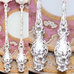 Stunning Antique c. 1902-24 Whiting Lily Pattern Sterling Silver 11.5 Salad PAIR