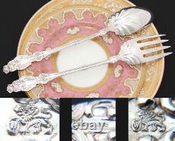 Stunning Antique c. 1902-24 Whiting Lily Pattern Sterling Silver 11.5 Salad PAIR
