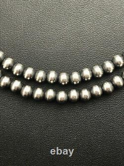 Stunning! Native American Navajo Pearls 5 mm Sterling Silver Bead Necklace 36