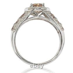 Suzy Levian Bridal Sterling Silver Brown and White CZ Engagement Ring