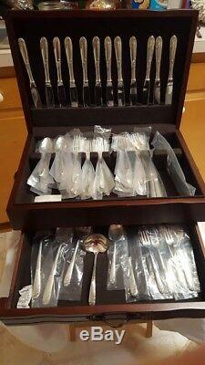 Sweetheart Rose by Lunt Sterling Silver Flatware Set for 14 Service 56 pieces