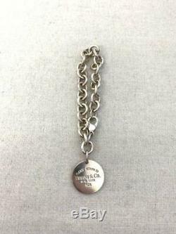 TIFFANY & CO. Bracelet PLEASE RETURN TO Sterling Silver 925 Round Charm Tag