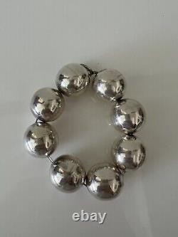 Taxco Mexican Sterling Silver Sphere Ball Beaded Strand Bracelet, 9 Length