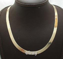 Technibond 7mm Herringbone Chain Necklace 14K Yellow Gold Clad Sterling Silver