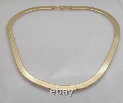 Technibond 7mm Herringbone Chain Necklace 14K Yellow Gold Clad Sterling Silver