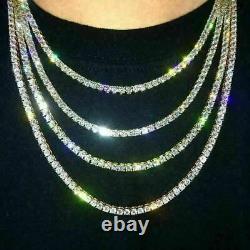 Tennis Chain Real SOLID 925 Sterling Silver CZ ICED Necklace Chain Hip Hop