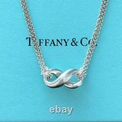 Tiffany & Co. Infinity Double Chain Necklace Pendant Sterling Silver 925