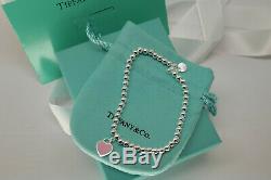 Tiffany & Co Solid Sterling Silver Bracelet Medium 7.25 Free USA SHIPPING PINK