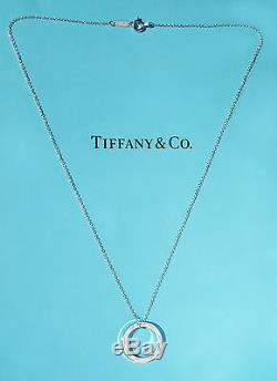Tiffany & Co Sterling Silver 1837 Medium Circle Round Charm Pendant Necklace 16