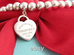 Tiffany & Co Sterling Silver 925 Heart Return To Mini Bead Bracelet 7.5
