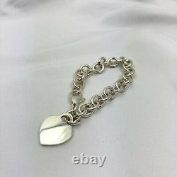 Tiffany & Co. Sterling Silver 925 Return to Heart Charm Tag Bracelet NO BOX Used