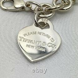 Tiffany & Co. Sterling Silver 925 Return to Heart Charm Tag Bracelet NO BOX Used