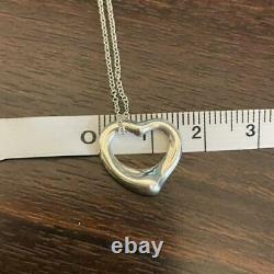 Tiffany & Co Sterling Silver Elsa Peretti Open Heart 16 Pendant Necklace NO BOX