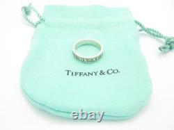 Tiffany & Co Sterling Silver Narrow Atlas Collection Band Ring Size 5 Pouch