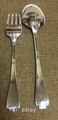 Tiffany & Co. Sterling Silver Serving spoon and Fork Set Flemish Design 227.6 Gr