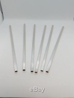Tiffany & Co. Sterling Silver Set of 6 Fluted Drinking Straws Rare 8 Long