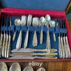 Towle Sterling Silver Rose Solitaire Pattern Flatware 50 pieces