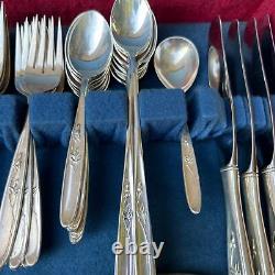 Towle Sterling Silver Rose Solitaire Pattern Flatware 50 pieces