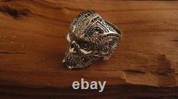 UNIQUE 925 Sterling Silver Skull Head HandMade Ring Biker Punk Gothic Jewelry