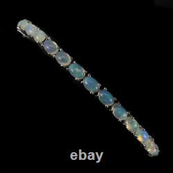 Unheated Oval Fire Opal Rainbow Full Flash 6x4mm 925 Sterling Silver Bracelet