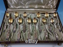 Vine by Tiffany & Co. Sterling Silver Demitasse Spoon Set In Box Gold Roses 12Pc