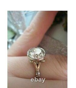 Vintage 3. Ct White Diamond Art Deco 925 Sterling Silver Engagement Antique Ring