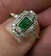 Vintage Engagement Wedding Antique Art Deco Ring 925 Sterling Silver 2ct Emerald