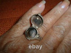 Vintage Sterling Silver Moon And Star Poison Ring Size 8.5 Wow