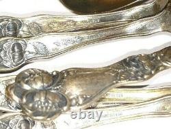 Vintage set of 12 Baker Manchester Sterling silver flower or poppy teaspoons
