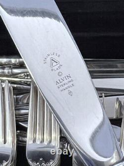 Vivaldi by Alvin 90 piece Sterling Silver Flatware Set serves 16 Case Included