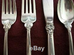 Vtg WALLACE GRANDE BAROQUE. 925 STERLING SILVER FLATWARE One 4 PC Place Setting