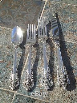 Wallace 4 Pc Grande Baroque Place Setting Free Ship Grand Sterling Silver Clean