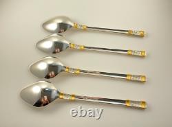 Wallace Golden Aegean Weave Sterling Silver Oval Soup Dessert Spoons Set of 4