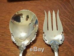 Wallace Grand Baroque Sterling Silver Salad Serving Spoon Fork Set