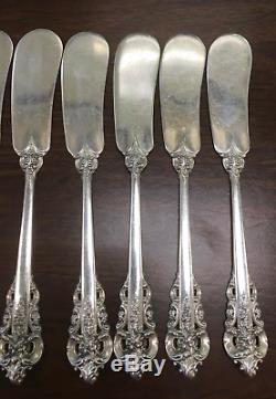 Wallace Grande Baroque Sterling Silver 92 Pc Set Forks, Spoons, Knives, Serving