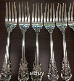Wallace Grande Baroque Sterling Silver 92 Pc Set Forks, Spoons, Knives, Serving