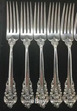 Wallace Grande Baroque Sterling Silver Flatware Set For 12 Dinner Size 60 pieces