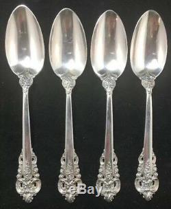 Wallace Grande Baroque Sterling Silver Flatware Set For 12 Dinner Size 60 pieces