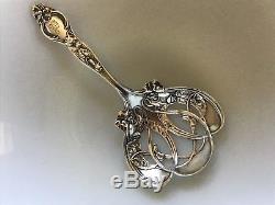 Wallace RW&S Sterling Silver Violet floral Bon Nut Tea Strainer Spoon Scoop