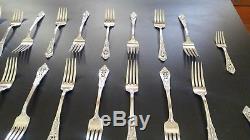 Wallace Rose Point Sterling Silver Flatware 49 Pcs / 5 Pc /service For 8 Set