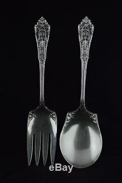 Wallace Rose Point Sterling Silver Salad Serving Set Fork & Spoon 9 NO MONO