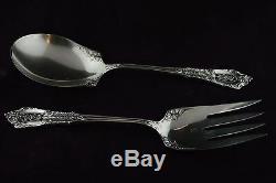 Wallace Rose Point Sterling Silver Salad Serving Set Fork & Spoon 9 NO MONO