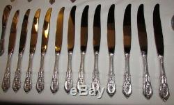 Wallace Rose Point Sterling Silver Silverware Set 1934 64 Pcs 96.9 TOz