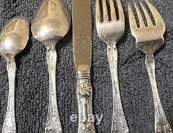 Wallace Sterling Silver Flatware Violet 5 Place Setting monogramed B7G5